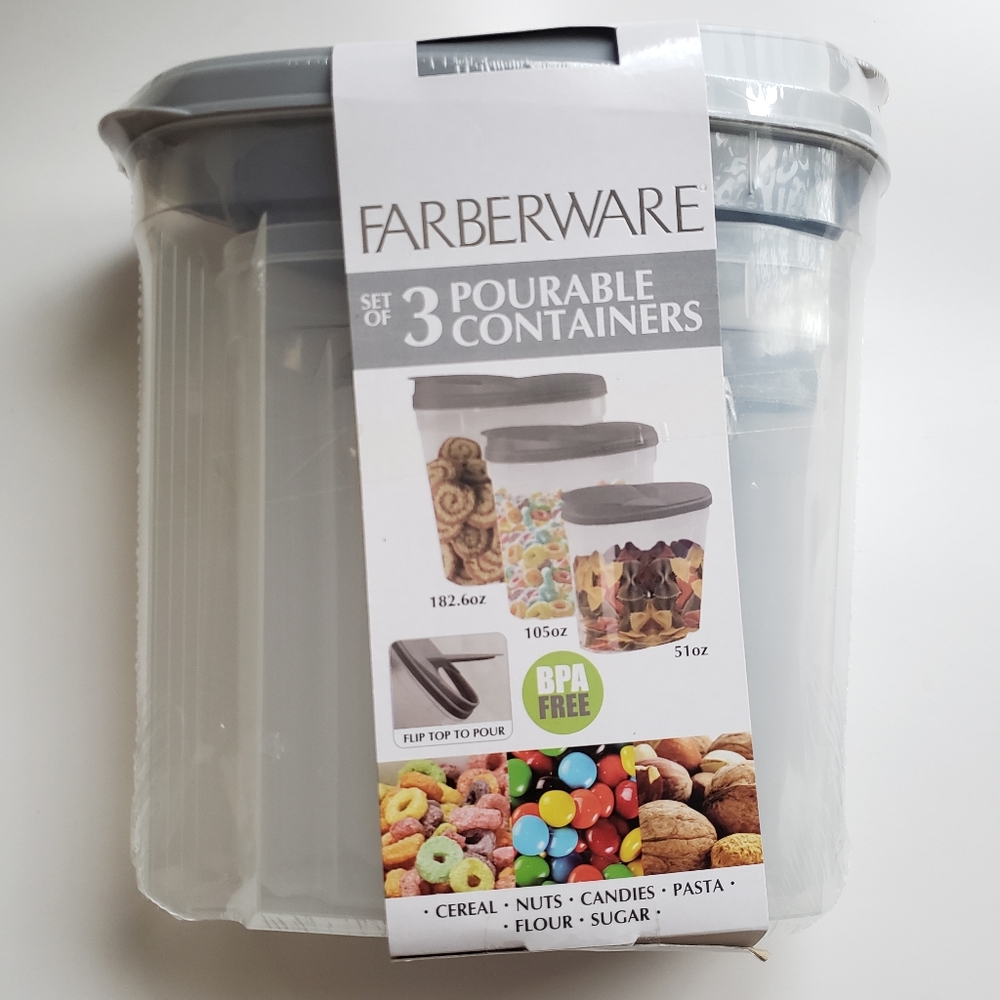 Farberware Light Grey Nesting Pour Containers Food Storage Container Set NWT - Picture 2 of 4